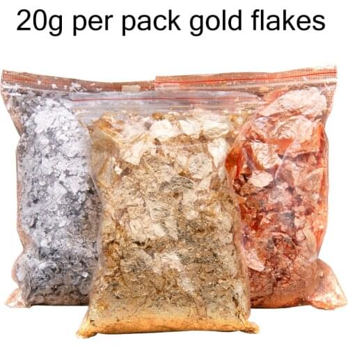 20g Imitation Gold Leaf Flakes for Arts Craft Paper Nail Decoration Painting Mural Photo Frame Gilded Copper&Aluminum Fragments