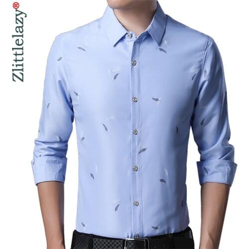 2020 Brand Casual Luxury Vintage Long Sleeve Slim Fit Men Shirt Streetwear Social Dress Autumn Shirts Mens Fashions Jersey 92343