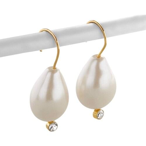 2021 Trendy Simple Water Drop Pearl Earrings for Women Girls Cute Drill Pendant Dangle Earring Earrings Wedding Party Jewelry