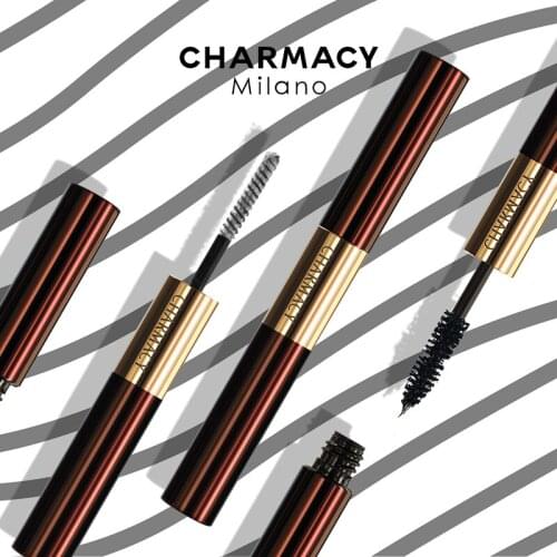 CHARMACY 2 IN1 Mascara Fiber Eyelash 4D Silk Extra Fiber Volume MascaraThin Brush Waterproof Lengthening Bulk Mascara Makeup