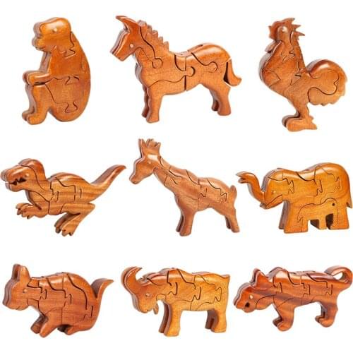 Children Wooden Animal Model Toys Large Simulation Handmade Tenon And Mortise Structure Detachable Horse Dog Phoebe Wooden Model