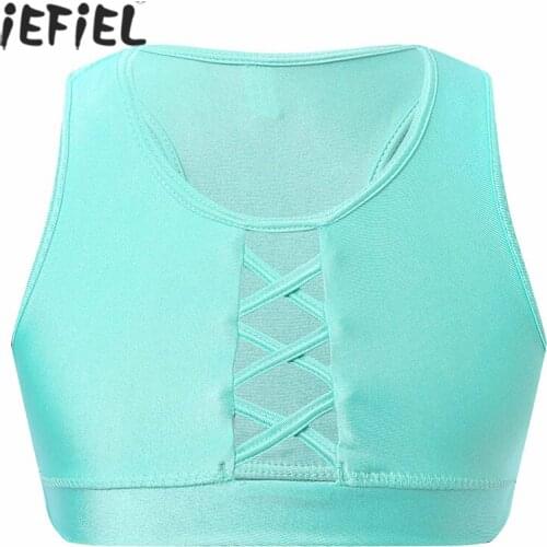 Kids Girls Casual Tank Top Ballet Dance Workout Yoga Fitness Gymnastics Crop Tops Sleeveless U Neck Bra Tops Racer Back Vest Top