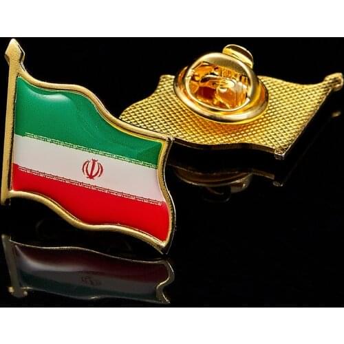Islamic Republic of Iran Shia Persian Empire Allah Akbar Iran Gold Plated Flag Lapel Pins