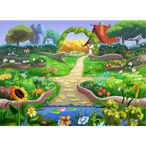 Square and round drills DIY Diamond Painting Mysterious town children Cartoon 3D Embroidery Cross Stitch Mosaic Home Decor