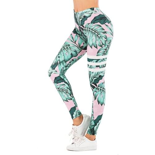 Sexy Women Legging leaf Printing Fitness leggins Fashion Slim legins High Waist Leggings Woman Pants