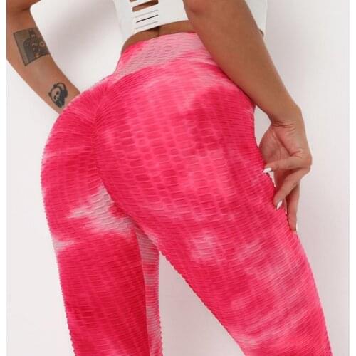 CHRLEISURE High Waist Pants Butt Lift Leggings Sport Women Fitness Leggins Mujer Push Up Tie Dye Stiching Leggings Girl