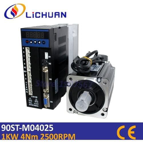 Lichuan 1kw 4Nm AC servo kit speed controller for 220v motor 90ST-M04025 Tamagawa encoder replace leadshine servo motor driver