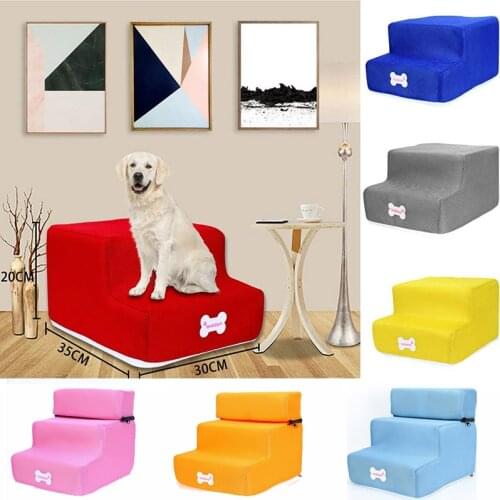 Small Dog Puppy Cat Dog Pet Stairs 3 Steps Stairs Dog House Dog Stairs Pet Ramp Ladder Anti-slip Removable Pet Dogs Bed Stairs