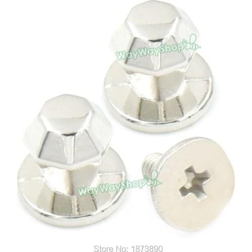 25 Sets Metal Diamond Brass Head Button 6mm 0.23" Stud Screwback Leather Bag Screw Chicago nail Nickle