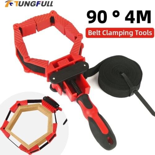 Multifunction Belt Clamping Tools Woodworking Quick Adjustable Band Clamp Polygonal Clip 90 Degres 4M Pure Nylon Strap Clip