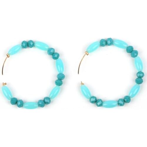 Fashion New Acrylic Bead Party C Shape Drop Earrings for Women Florate Brand Wholesale Gold Color Metal Statement Earrings