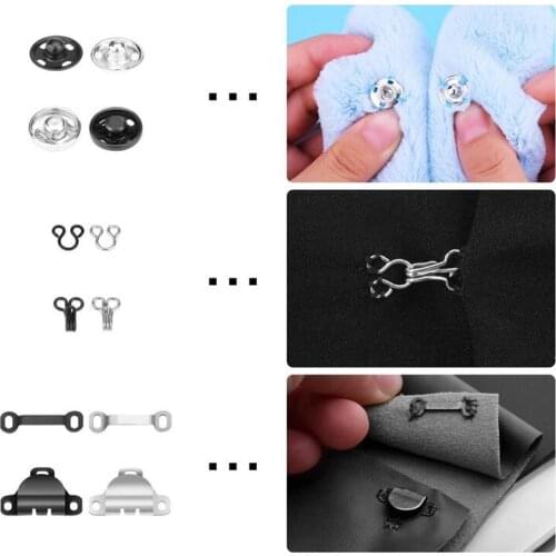 50 Pairs Sewing Hooks Eyes Closure Snap Buttons Kit Garment Sewing Accessories for Trousers, Skirt, Dress, Bra Sewing DIY Craft