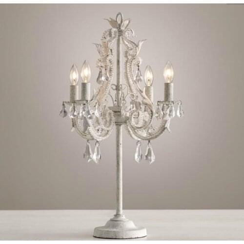 French crystal table lamp American wrought iron European decoration childrens princess room night light bedroom bedside lamp