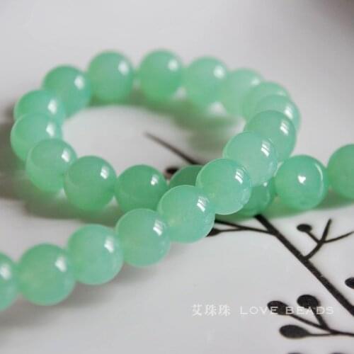 Natural green chalcedony 4-12mm round loose bead jewelry making DIY for women