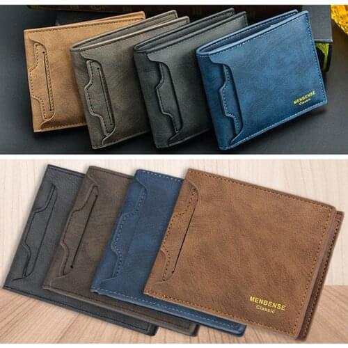 New mens wallet short style fashion casual mens bag multi-card slot draw card short style mens wallet