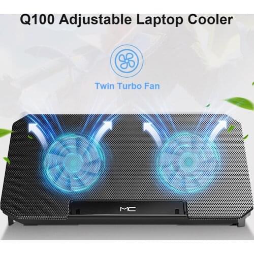 Two USB Laptop Cooling Pad Adjustable Notebook Lifting Cooling Stand Gaming Laptop Radiator Dual Fans Cooler Game Tablet Stand