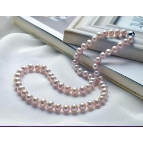 Classic 9-10mm south sea natural round lavender pearl necklace 18inch