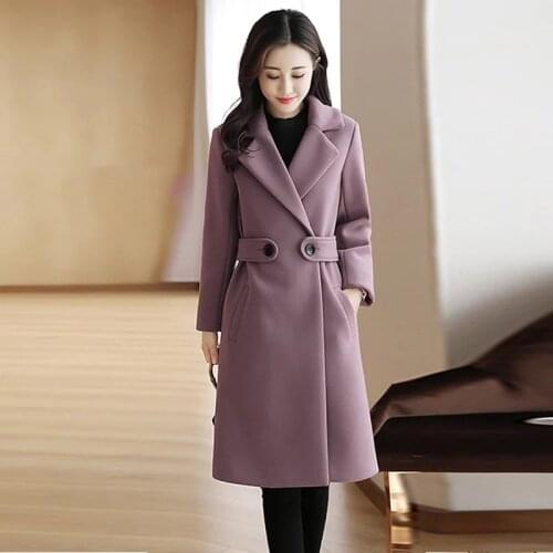 Autumn Winter New 2021 Korean Fashion Woolen Coat Women Mid-Length Cardigan Elegant Tweed Quilted Lady Jacket Mantle Wide Trench