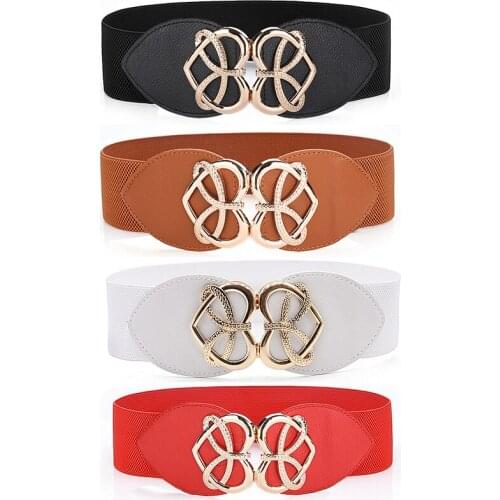 Fashion Waist Belts Lady Solid Stretch Elastic Wide Belt New Adornment For Dress Plus Size Women Waistband ceinture femme Heart