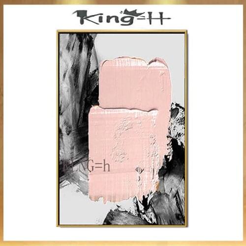 Hand painted abstract canvas oil paintings pink texture picture for wall decoration artwork for living room bedroom no fr