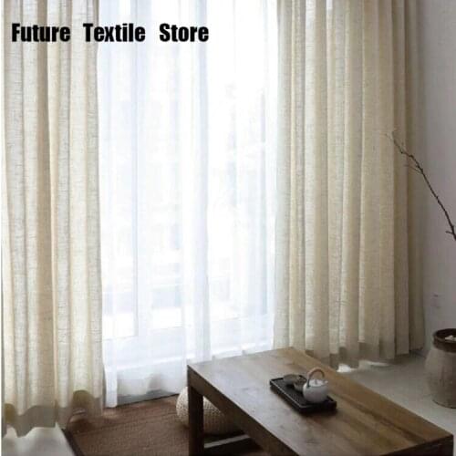 2021 New Nordic Curtain Linen Primary Color Pure Color Cotton and Linen Yarn Translucent Curtains for Living Dining Room Bedroom