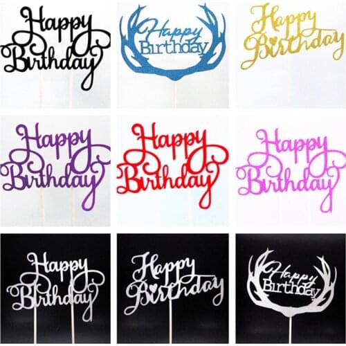 1 Pcs Cake Flag Letter Happy Birthday Gold Black Red Coloful Party Decorations Kids Cake Topper Home Decoration Party Supplies