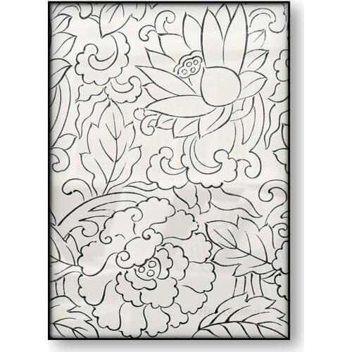 Japanese Pattern Art Poster Yatsuo no tsubaki Taguchi Tomoki Chinese Black and White Canvas Print Flower Wall Art Decor Gift