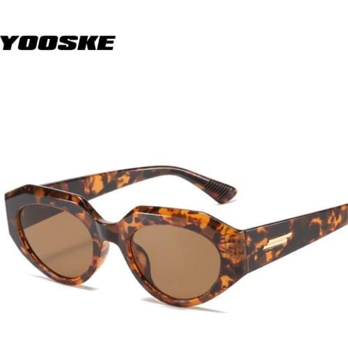 YOOSKE Vintage Cat Eye Sunglasses Women Men Brand Deisgn Small Sun Glasses Ladies Sexy Black Leopard Outdoor Shades Mirror UV400