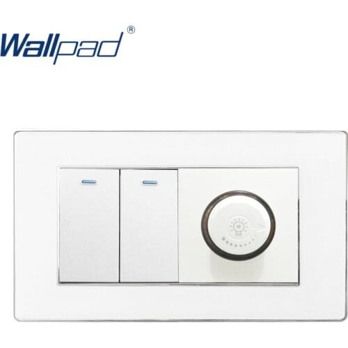 2 Gang 2 Way and Dimmer Switch Light Regulator Wallpad Luxury Acrylic Panel LED Incandescent light Brightness Control Switch