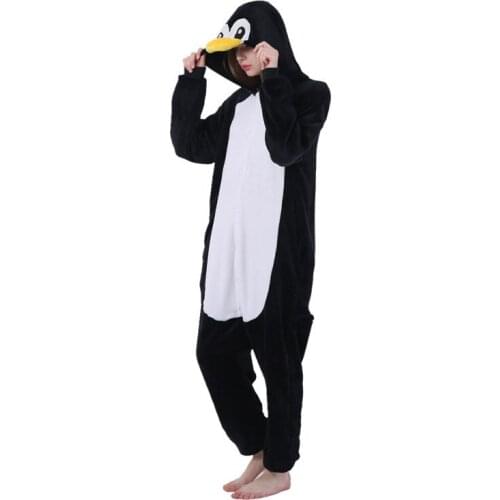 2019 Winter Women Kigurumi Onesie Penguin Pajamas Sets Cute Flannel Animal Pajama Nightie Warm Hooded Sleepwear Costume