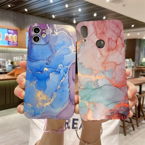 Phone Case For Oppo Realme C3 C20 C21 8 Pro Crack Matte Watercolor Marble Painted Fashion Soft TPU Silicone Protect Back Cover
