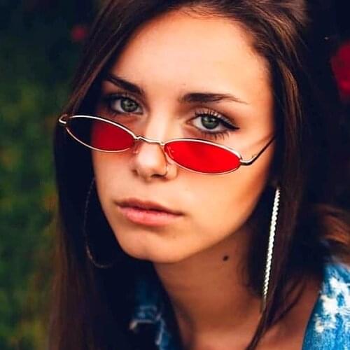 Designer Tiny Oval Sunglasses Women Vintage Fashion Ladies Sun Glasses Metal Frame Summer Shades