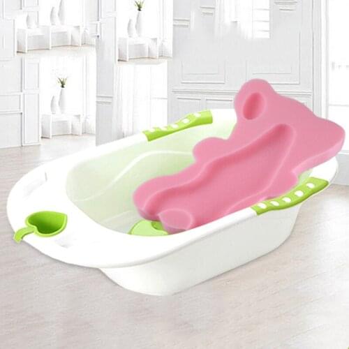 Baby Shower Sponge Bath Foam Mat Non-slip Soft Bathtub Seat Cushion Infant Bath Pad Support Head Neck And Back Kids Bathing Tool