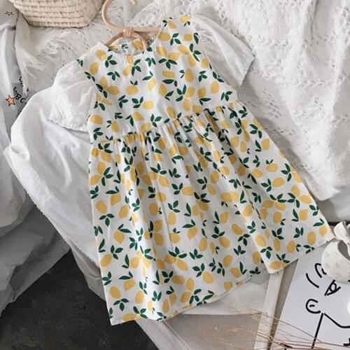 Hollead Baby Girls Summer Dresses Kids Sleeveless Printing O-Neck Dress Children Casual Cotton Princess Dresses For 1-7 Years
