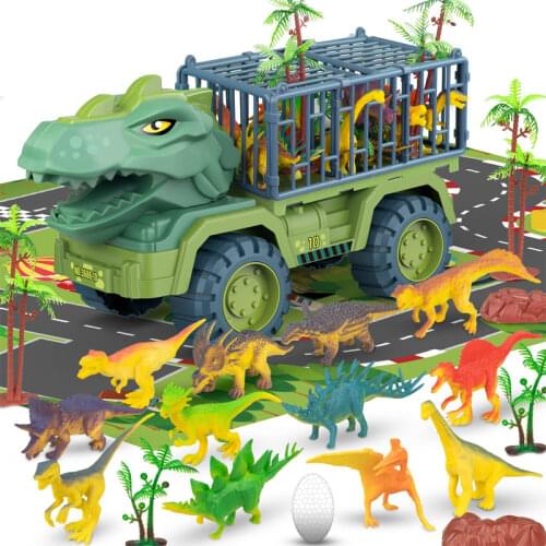 Childrens Dinosaur Toy Car Large Engineering Vehicle Model Educational Toy Transport Vehicle Toy Boy Girl with Dinosaur Gift