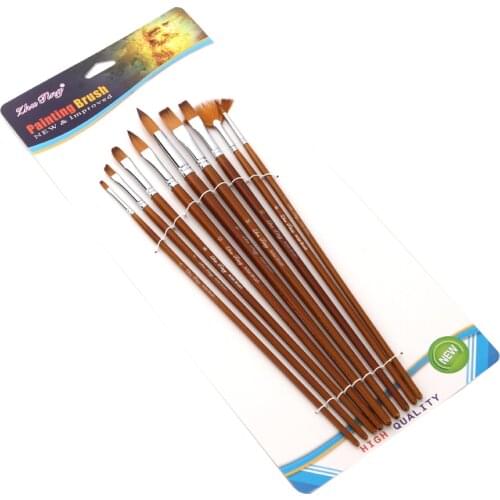 9pcs Professional Paint Brushes Set Multipurpose Paintbrush Nylon Hair Wooden Handle for Acrylic Oil Gouache Painting