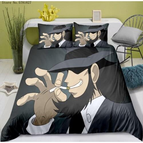 2/3 Pieces Lupin III Bedding Set 3D Print Rupan Sansei Duvet Cover Japan Anime Bed Quilt Cover Home Custom Cartoon Bed Cover Set