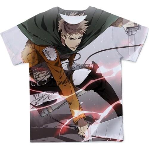 Summer hot-sale 3d attack on titan anime mens oversized t-shirt boutique comfortable manga graphic boys t-shirt kid anime top
