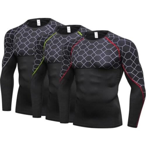 Men Sport Running T-shirts Men Compression Shirt Thermal Long Sleeve T Shirt Mens Fitness Bodybuilding Skin Tight Quick Dry