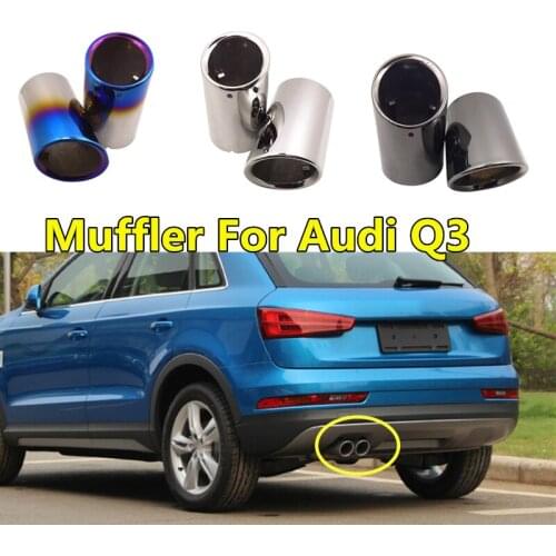 2pcs 3 Colors Stainless Steel Car Exhaust Tip Pipe For Audi Q3 Inlet 8cm Modification Muffler Decorative Tail Throat Accessories