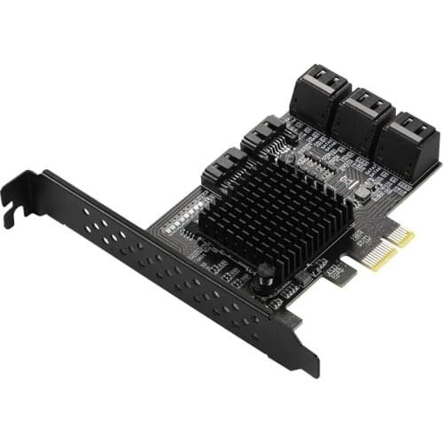 PCIe SATA Card PCIe X1 88SE9215 SATA Gen3 6Gbps Expansion Card Built-in Eight-Port SATA3.0 Disk Riser Card Array Card