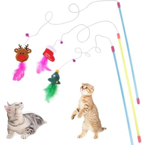 Christmas Teaser Cat Turkey Feather Interactive Stick Toy Creative cat toy 5 Kinds Of Style