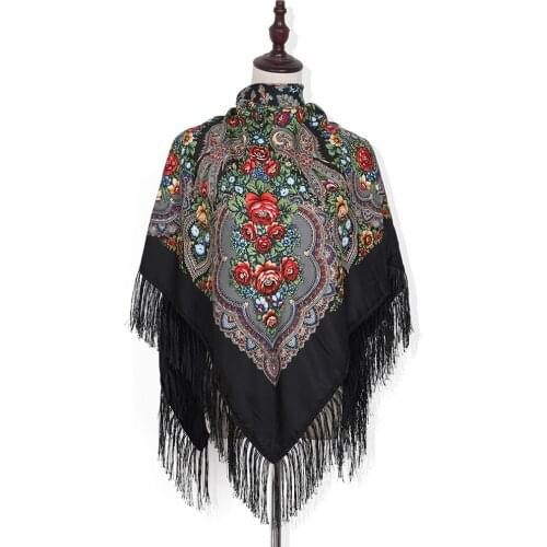 Scarf Big Blanket Israel Headscarf 130*130cm Square Russian Women Wedding Retro Handkerchief Autumn Shawl Wrap Oversize Babushka