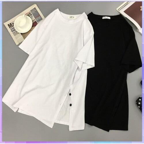 Oversized Cotton T-shirt Short-sleeved Top Womens Tee Shirt 2021 Summer Korean Loose Tops Student Blusas Female Clothing