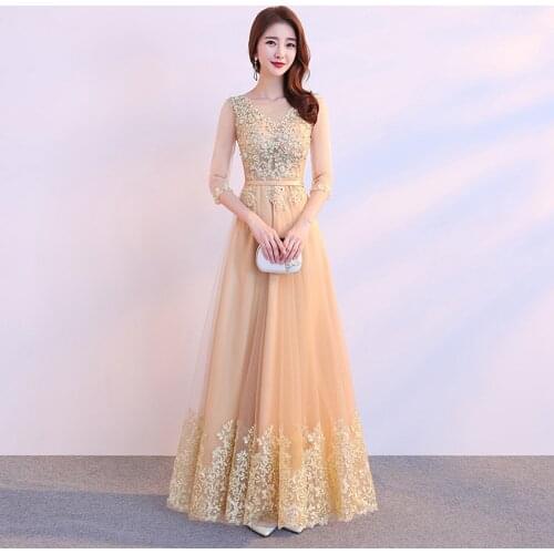 Formal Dresses Evening Gown A-Line Ankle-Length Appliques Women Dress Evening Party