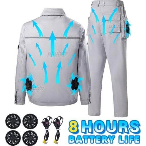 Outdoor Sports Summer Cooling Fan Jacket Men Women USB Power Supply Air Conditioning Clothing Workwear Hiking Jacket Pants Suit