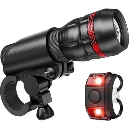 Cycling Bike Headlight Set Bicycle Front Light with Taillight Lamp Bicycle Adjustable Warning Light Accessories
