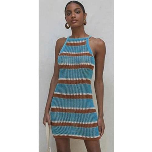 Crochet Knitted Beach Dress 2021 New Sexy Bikini Cover Up Women Summer Beach Cover Up Sleeveless Holiday Skirt Swimsuit Cover Up