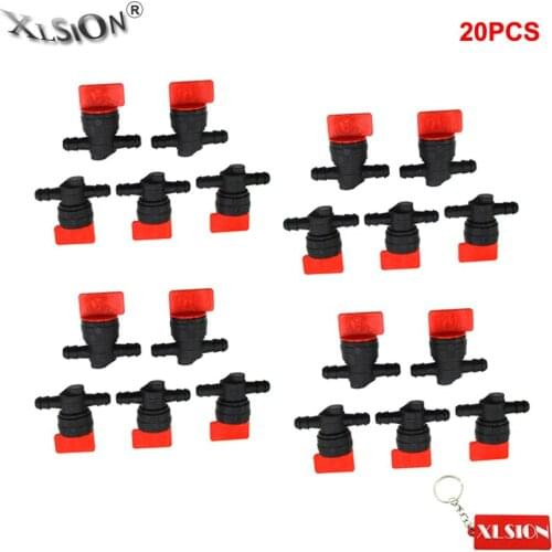 XLSION 20Pcs/Pack Inline Gas Fuel Valve Switch Cut Off Shut Off Petcock 8mm Fits 1/4" ID Fuel Line Motorcycle