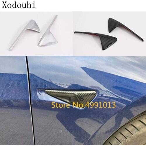 For Tesla Model 3 2018 2019 2020 Car Cover Protection Stick Frame ABS Matte/carbon Fiber Lamp Trim Side Logo Wing Mark Fender